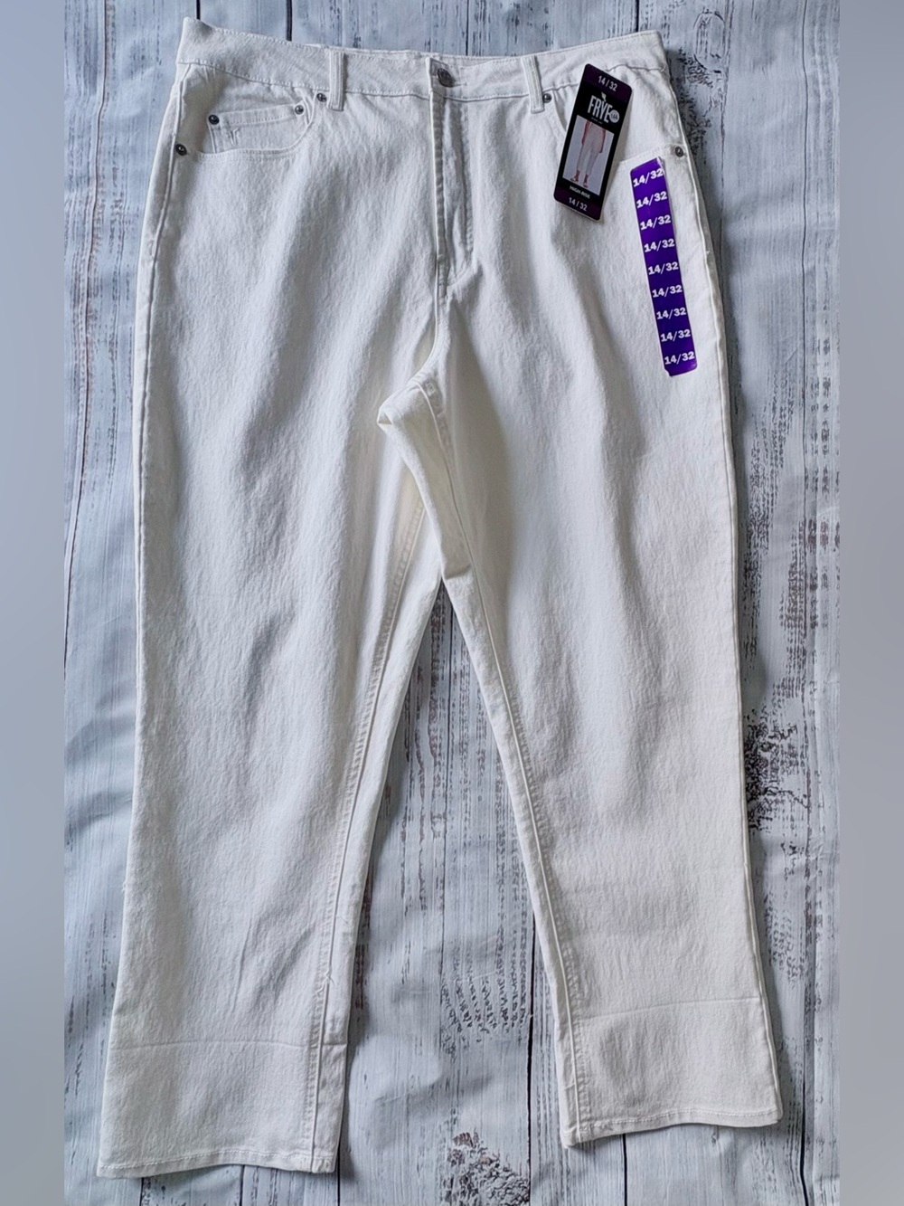 Frye High Rise Straight Leg Jeans White Ivory Size 14 NWT - Picture 2 of 10